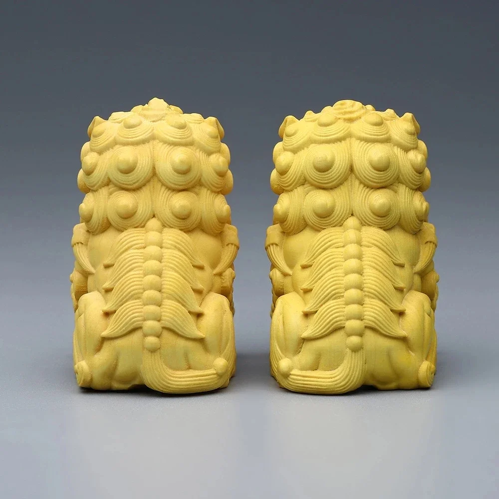 Ornamen Dekoratif Ukiran Kayu Padatamb Singa Kota Terlarang Buatan Tangan Maskot Beruntung Rumah Patung-patung Karakteristi