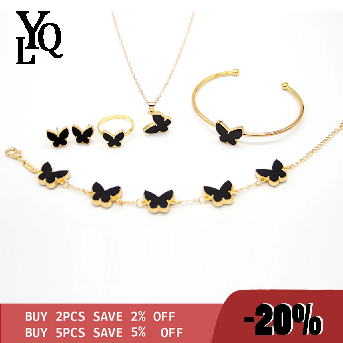 

5-piece Set 2022 New Butterfly Designer Stainless Steel Bracelet Plated with 18K Gold Crystal Bracelet Jewelry Chain Luxury