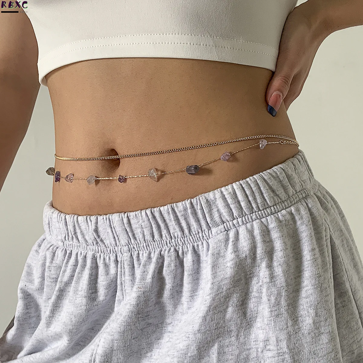 

RBxc National style fashion simple stone flat snake bone waist chain women's trend thin chain suit body chain