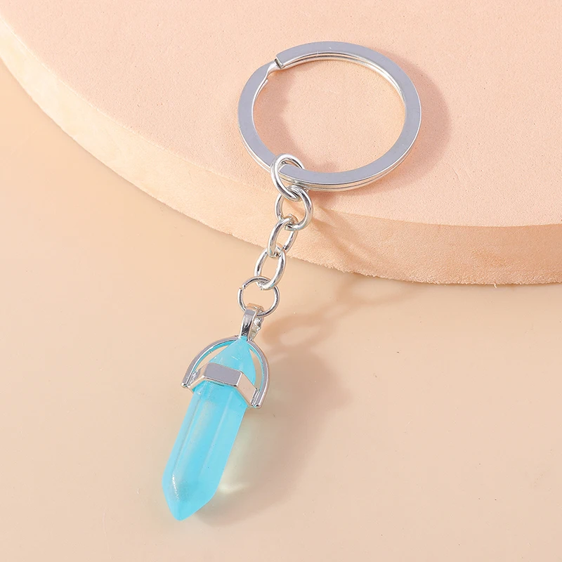 

Симпатичные Брелоки с шестигранной призмой в виде озера, голубого цвета, браслеты, брелоки для автомобиля, для женщин и мужчин, Брелоки для ключей, аксессуары для рукоделия, подарок
