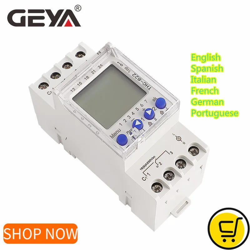 Geya Thc822 Conversational Programável Temporizador Contatos de Comutação do Canal Interruptor do Temporizador Inteligente com Bateria 16a 110v 220v