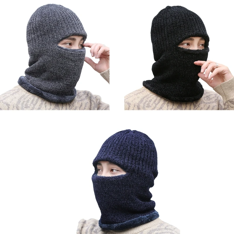 

Knitted Hats Winter Warm Hat Hooded Hat Scarf Beanie Neck Warmer Scarf DXAA