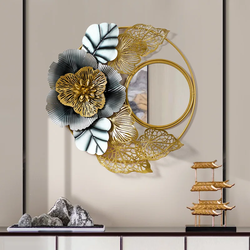 

Китайская кованая железная 3D настенная подвесная Цветочная декоративная зеркальная домашняя гостиная настенная роспись ремесла Настенная Наклейка для отеля Украшение