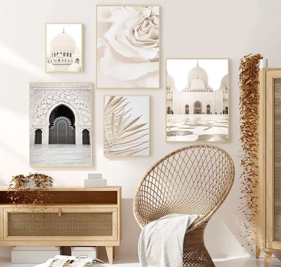 

Islamic Canvas Poster Hay Dandelion Wall Beige Flowers Art PaintingPosters Morocco Door Print Pictures Living Room Decoration