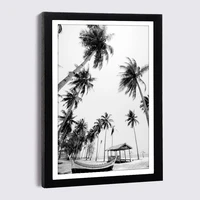 wooden frame 5x7 6x8inch black white beach coconut tree house landscape canvas poster with frame nordic photo frame wall decor