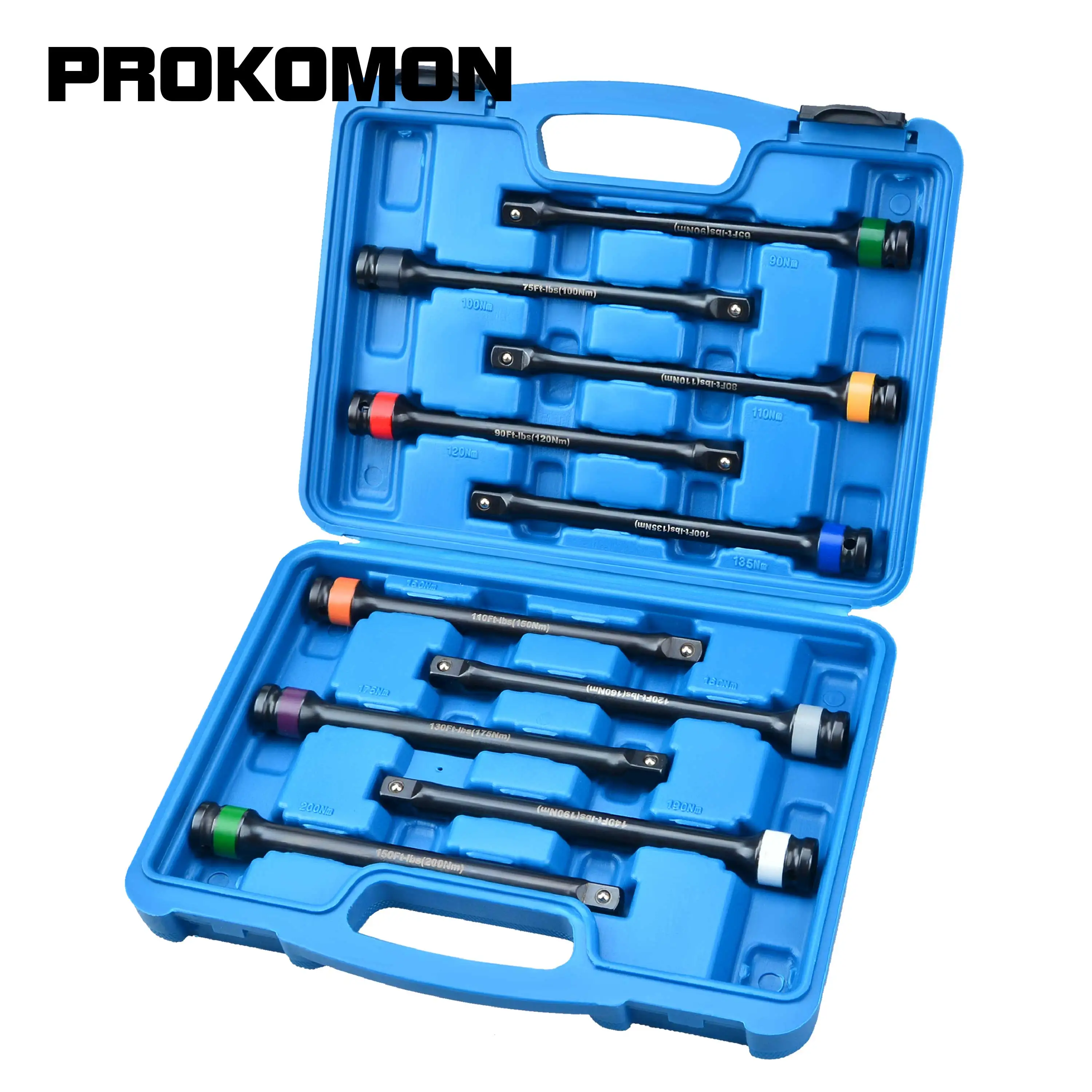 

Prokomon TORQUE EXTENSION BAR TOOL SET 1/2" DR DRIVE TORQ TORK STICK COLOR AND LETTER 10PCS Repair Tool