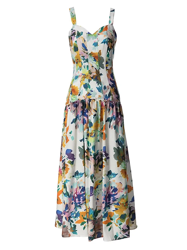 

New Summer Women'S High Quality Fashion Printed Bohemian Chic Sexy Casual Girls Gorgeous Holiday Beach Long Camisole Strap Dress