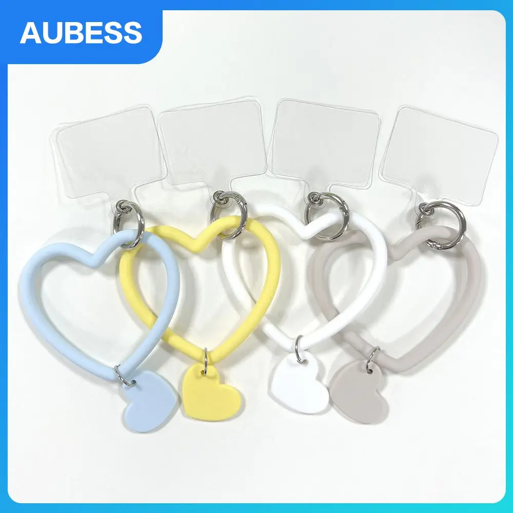 

Beautiful Heart-shaped Small Solid Color Wear-resistant Lanyard Silica Gel Decorations Delicate Key Chain Durable Cell Phone