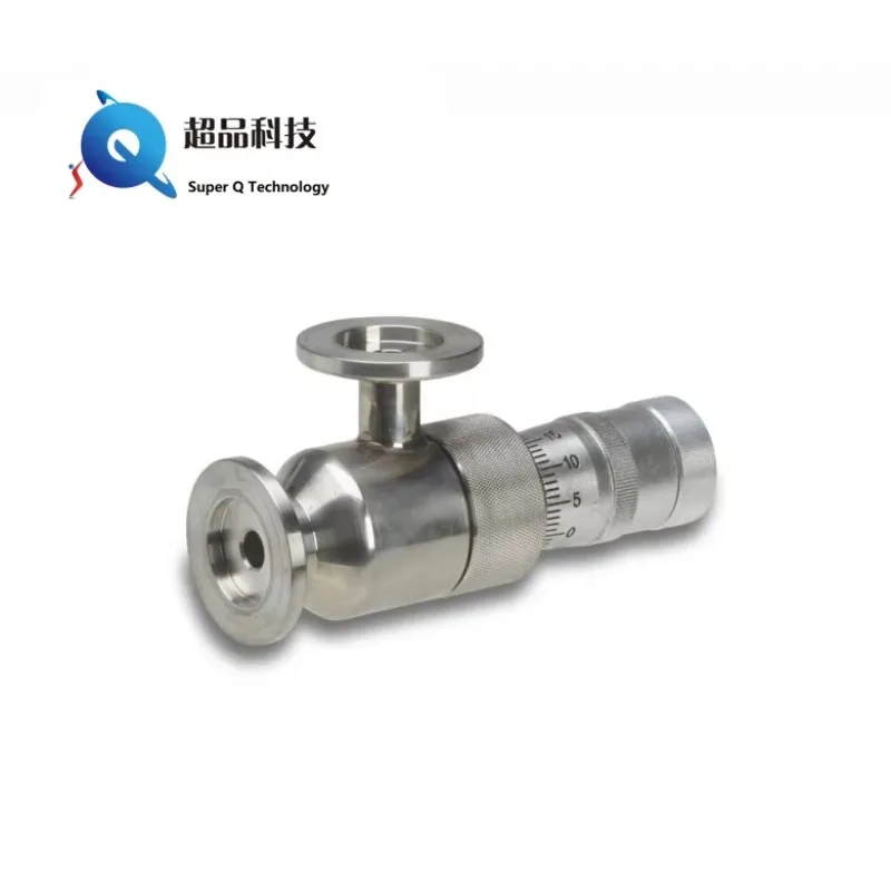 Фото Высокоэффективный ручной угловой клапан KF16 для газовых сред с высоким вакуумом и функцией измерения давления №2