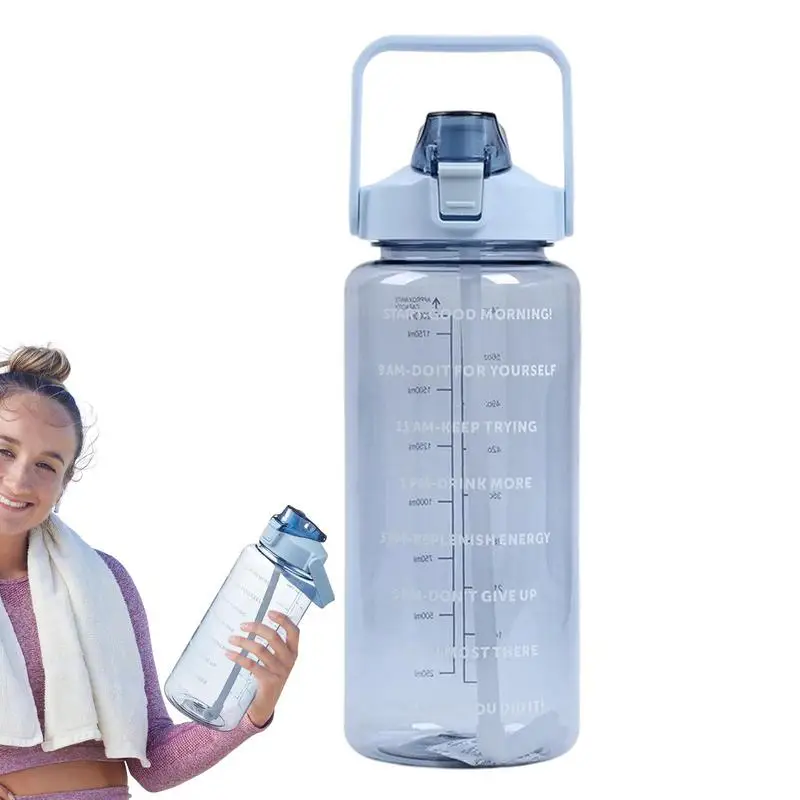 

Motivational Water Bottle 2L Measured Drinking Water Cup Water Bottle With Straw And Time Marks Large Motivational Water Bottle