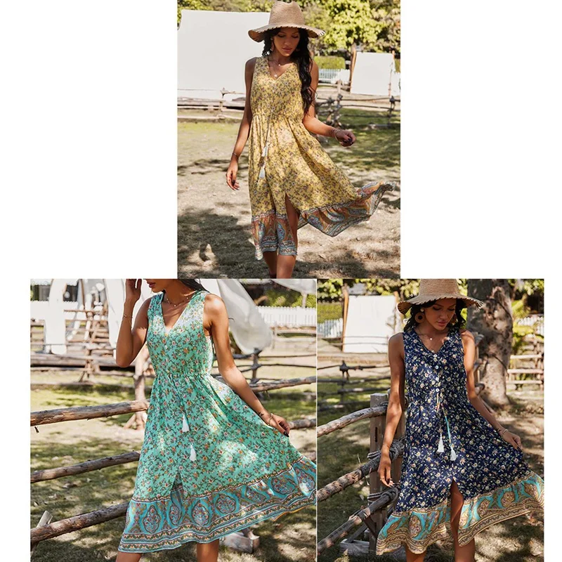 

Женское летнее платье без рукавов, с V-образным вырезом