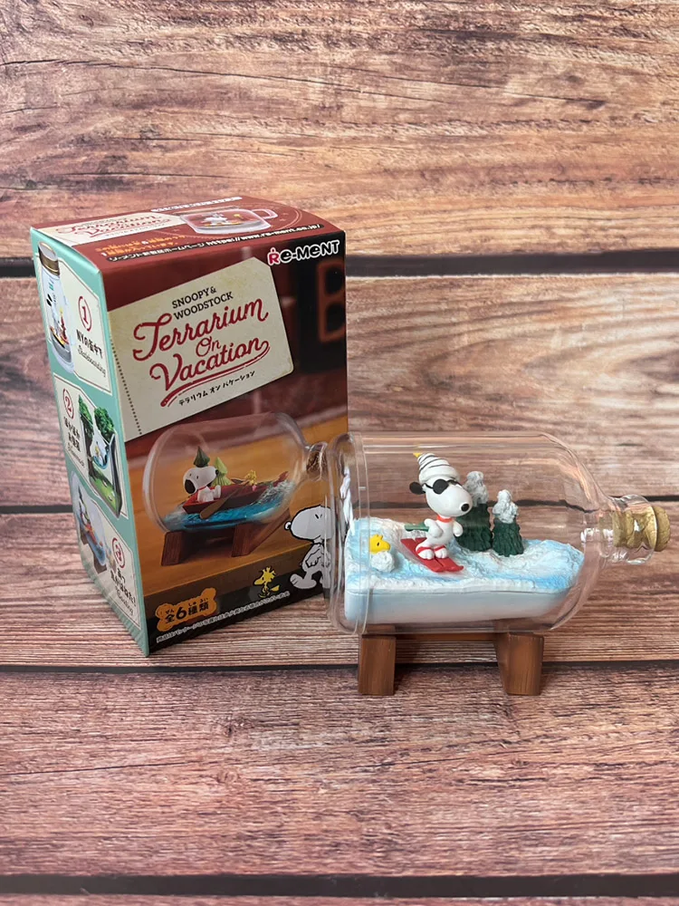 Snoopy Woodstock Terrarium On Vacation Action Figure Toys For Kids Gift Collectible Model