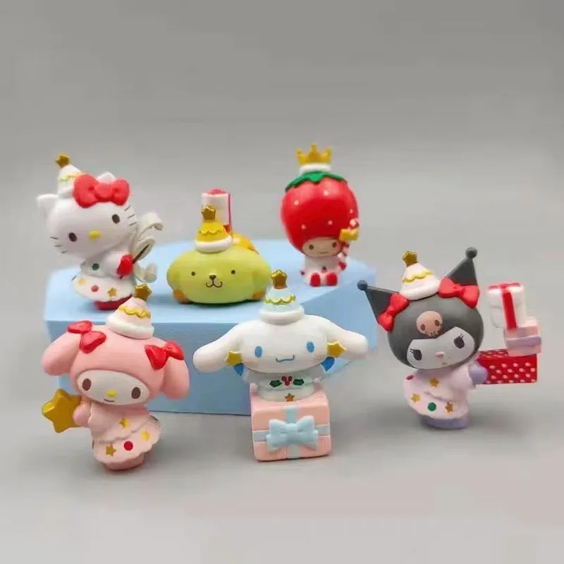 

Sanrio Kuromi Cinnamoroll Мелодия помпон пурин рождественские аксессуары для торта орнамент экшн-фигурка модель игрушка детский подарок