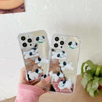 cute puppy mirror iphone case for iphone 12 11 pro max xr x xs max 7 8 puls se shockproof silicone cases cover coque accessorie