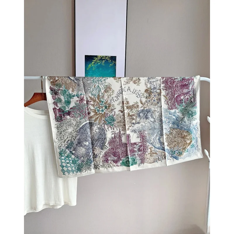 Шарф с принтом в виде сада 100 шелк известный бренд чистый натуральный Роскошные