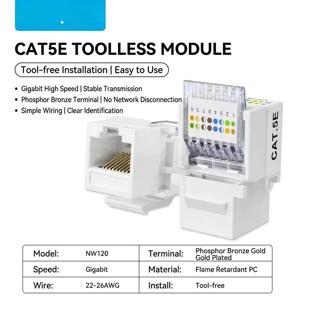 Фото Разъем RJ45 Mindpure Cat6A Keystone, из цинкового сплава, 10 Гбит/с, STP, экранированный, без инструментов, с позолоченными контактами 6U №2