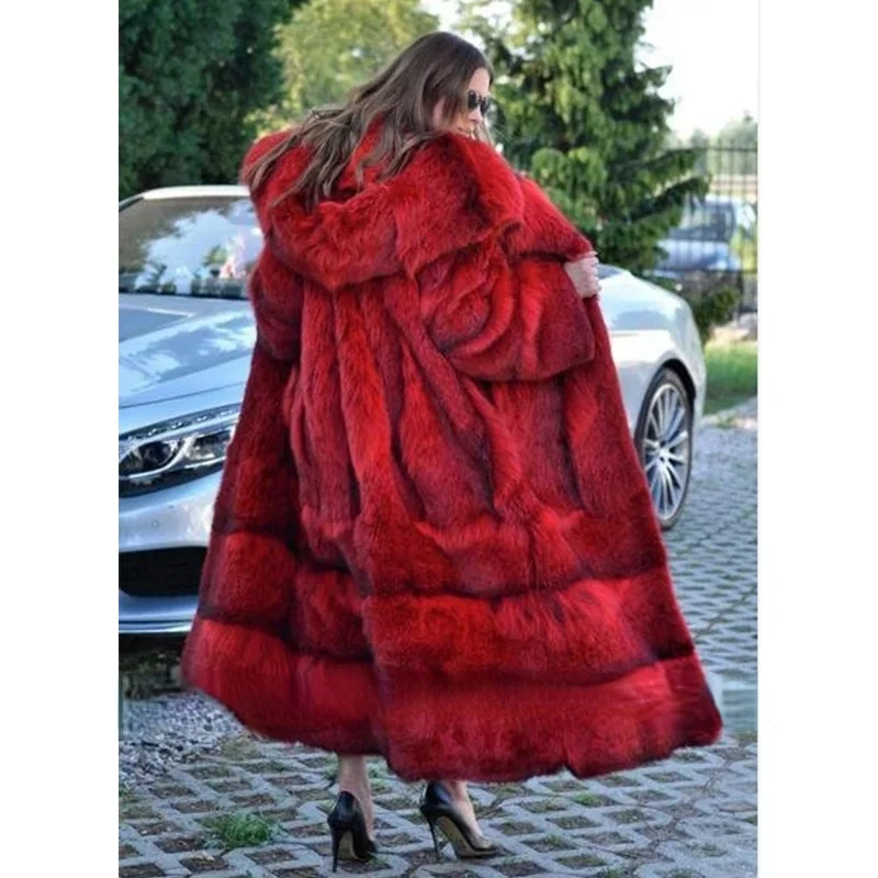 Зимнее женское пальто длинная большая женская куртка из искусственного меха