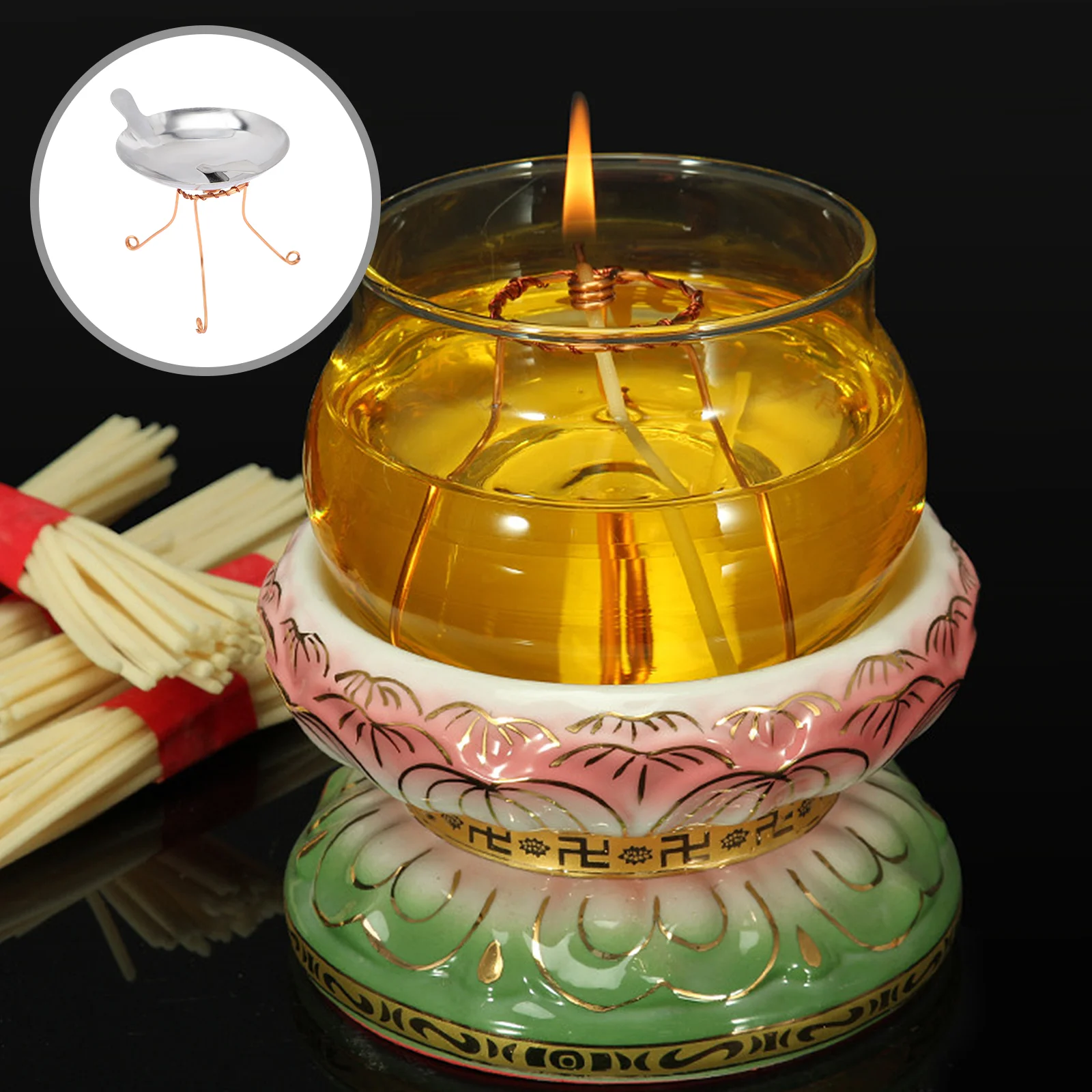 

1 Set Wick Holder Kerosene Lamp Wick Holder With Oil Lamp Tray