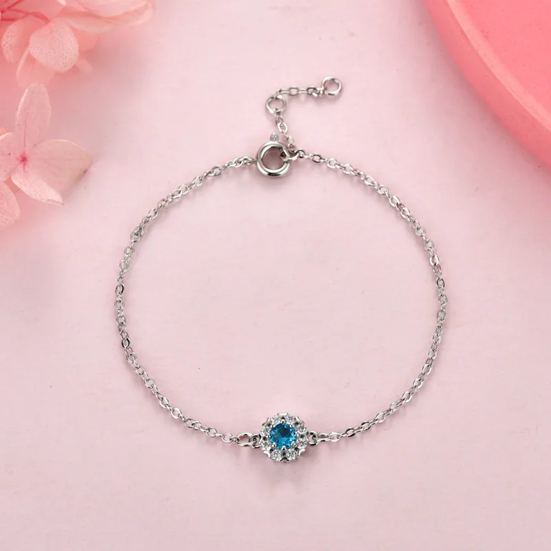 

925 Bracelets for Women Blue Sapphire Jewelry Gemstone Bizuteria Pulseras De Ley 925 Mujer Pulseira Feminina 16-18cm Bracelets