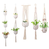 macrame plant hanging basket handmade knotted planter hanger flower pot holder garden lifting cotton rope indoor boho home decor