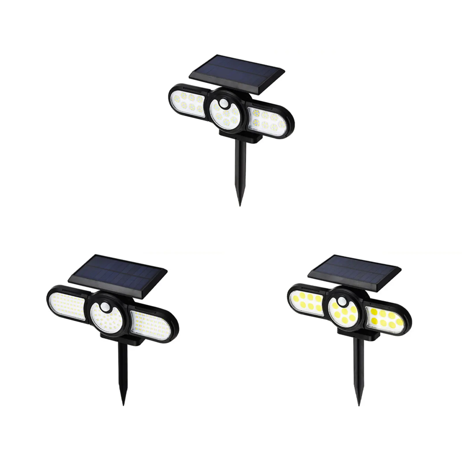 

LED Solar Security Light PIR Sensor Stake Lamp with 3 Adjustable Head for Courtyard Garden Patio Backyard TS1