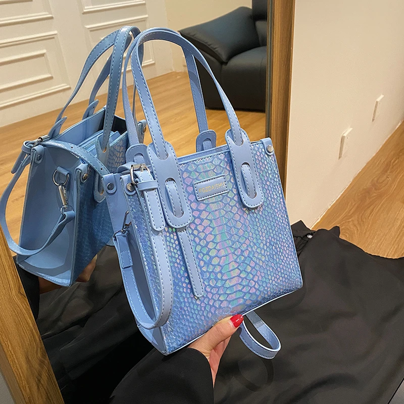 

Маленькая винтажная Сумка-тоут через плечо с крокодиловым узором для женщин, дизайнерская дамская сумочка из искусственной кожи, дорожная квадратная клатч на ремне