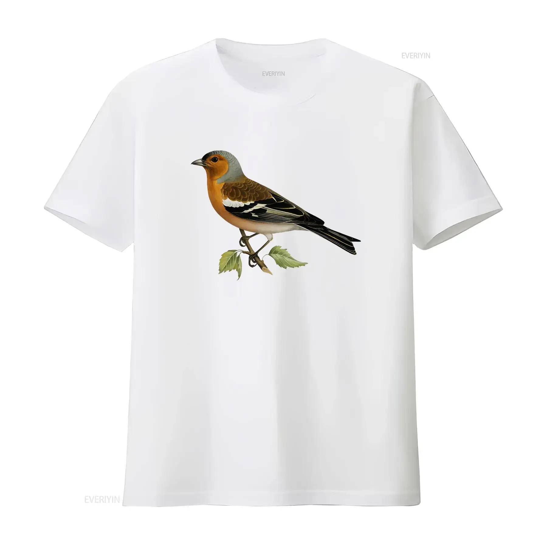 Фото Мужская футболка с рисунком птицы Chaffinch, винтажная, с эффектом потертости, мягкая, удобная, стильная, повседневная, дизайнерская одежда унисекс №4