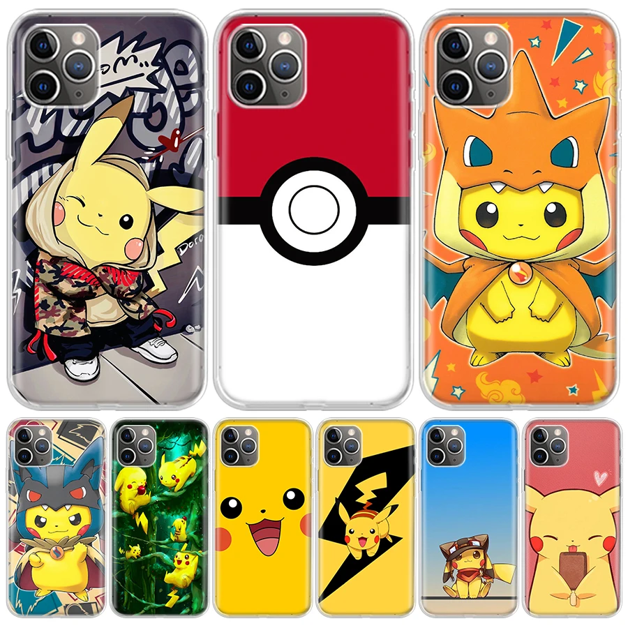 Pokemon Anime Pikachue For iPhone 11 13 Pro Max 12 Mini Phone Case X XS XR 6 6S 8 7 Plus SE Apple 5 5S Fundas Cover Coque Capa