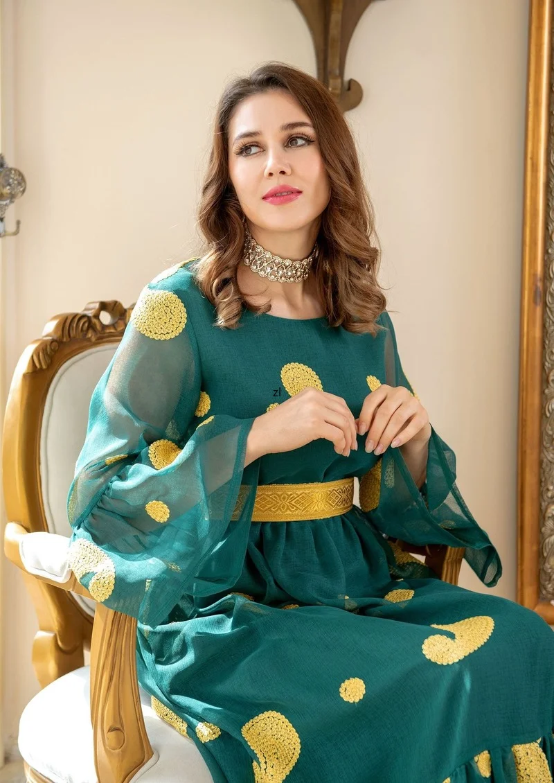 Eid Mubarak Luxury Abaya Dubai Turkey Islam Muslim Long Arabic Dress Kaftan Moroccan Caftan Dresses for Women Robe Longue Femme