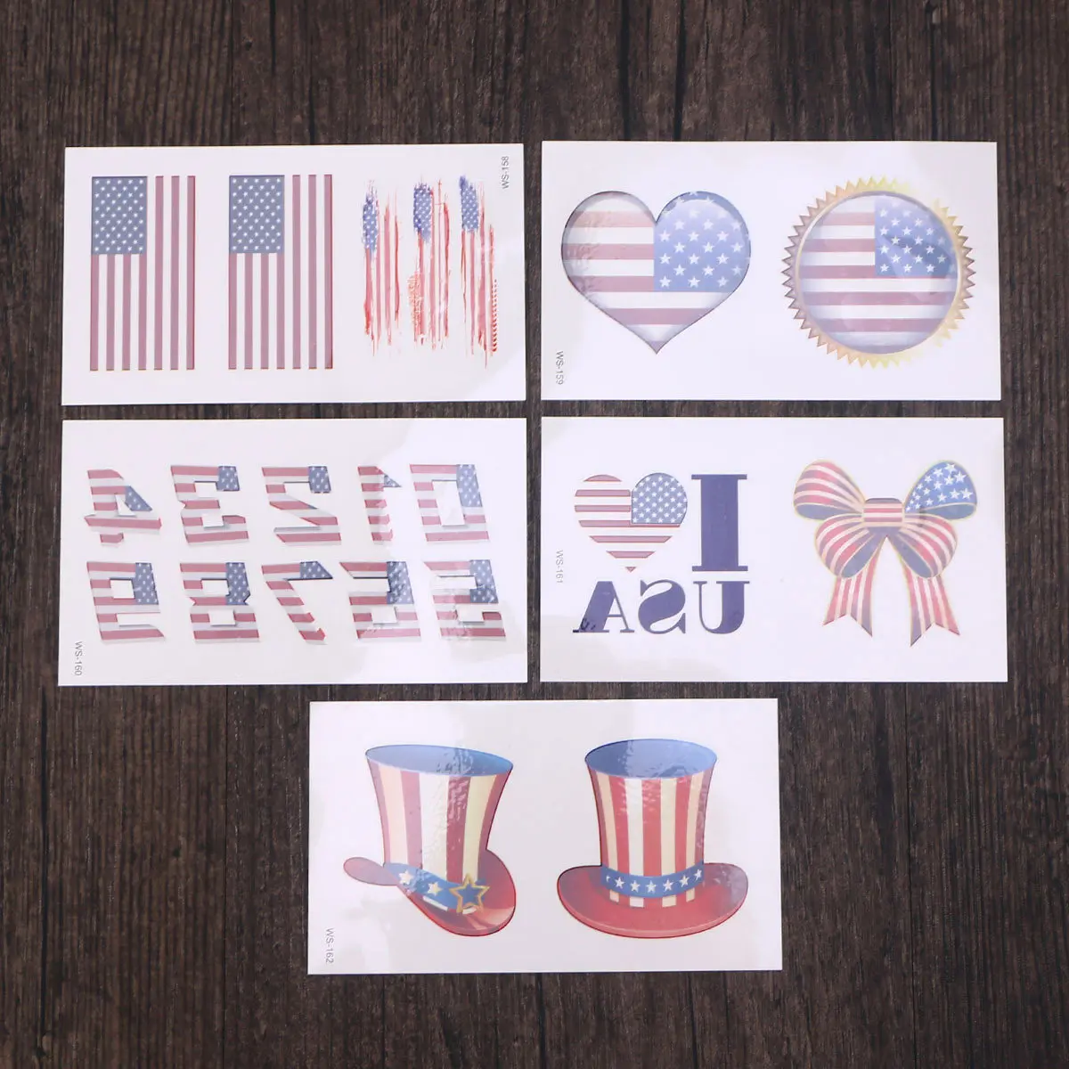 Фото 11 шт. патриотических временных татуировок: безопасные, экологичные, водостойкие, долговечные наклейки ко Дню независимости США, американский флаг, боди-арт №4