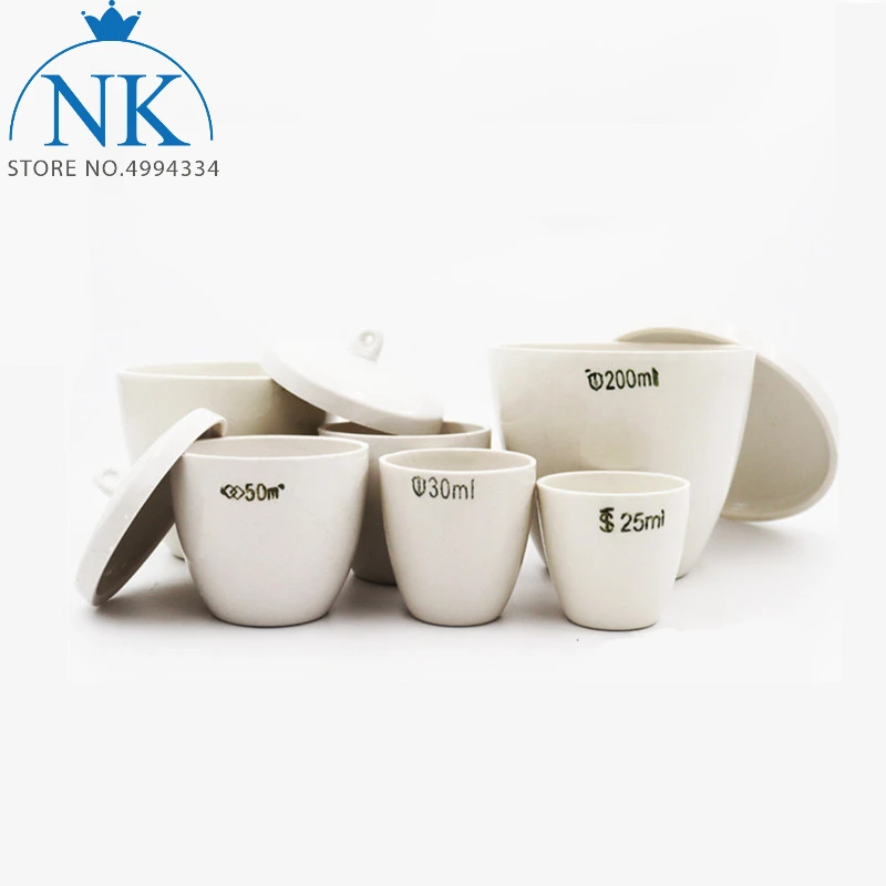 

All size available 5ml to 300ml Porcelain crucible lab 1/2/5/10pcs ceramic crucible with lid for school labratory experiment