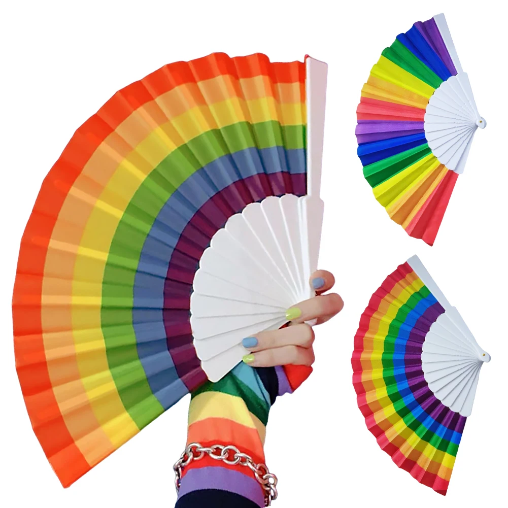 6 шт. Радужный ручной веер, складные веера для вечеринок, 7-дюймовый ...