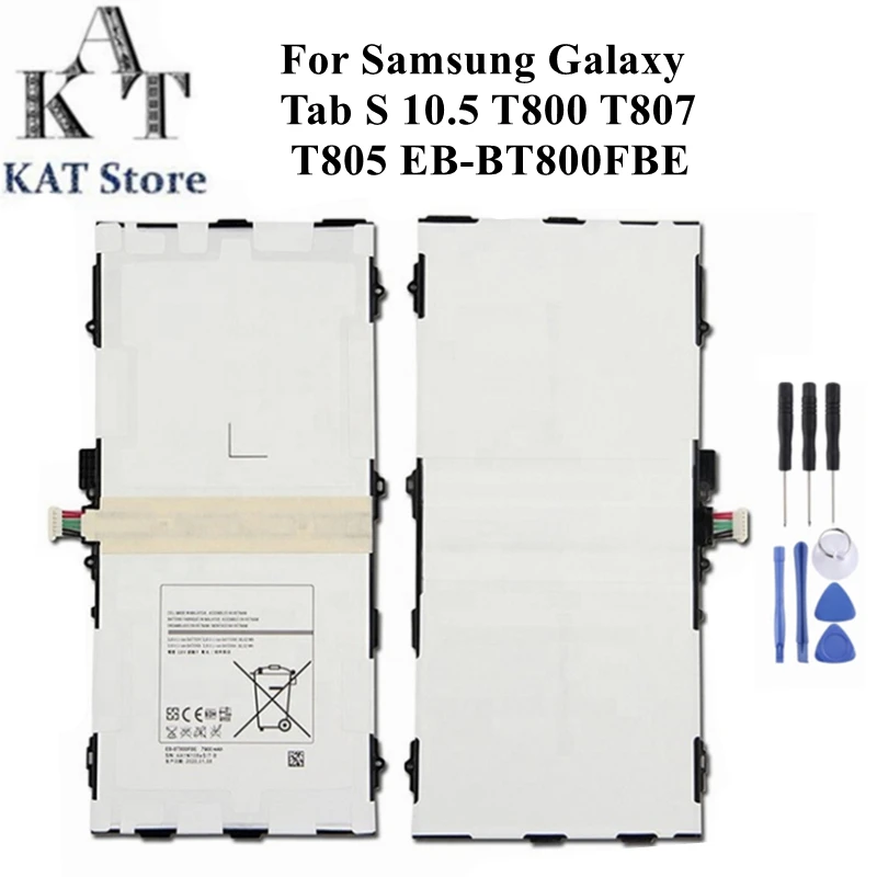 

KAT Tablet Batteries For Samsung GALAXY Tab S 10.5 T800 T801 T805 T808 7900mAh Li-ion Battery EB-BT800FBE Replacement Spare Part