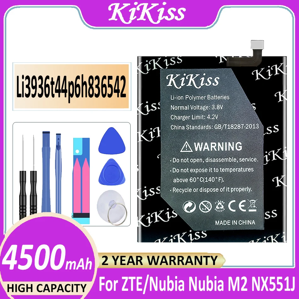 

Original KiKiss Battery Li3936t44p6h836542 4500mAh For ZTE/For Nubia M2 For NubiaM2 Nubia M2 Dual SIM TD-LTE NX551J 5.5" Bateria