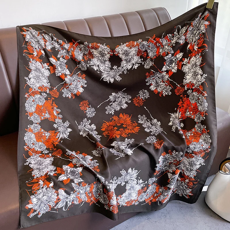 Роскошный брендовый Шелковый квадратный шарф 90*90 см хиджаб Женская бандана