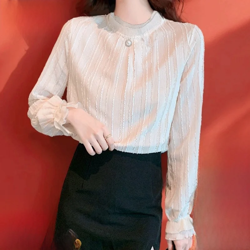 Французская лоскутная шифоновая рубашка с длинными рукавами топ на весну и