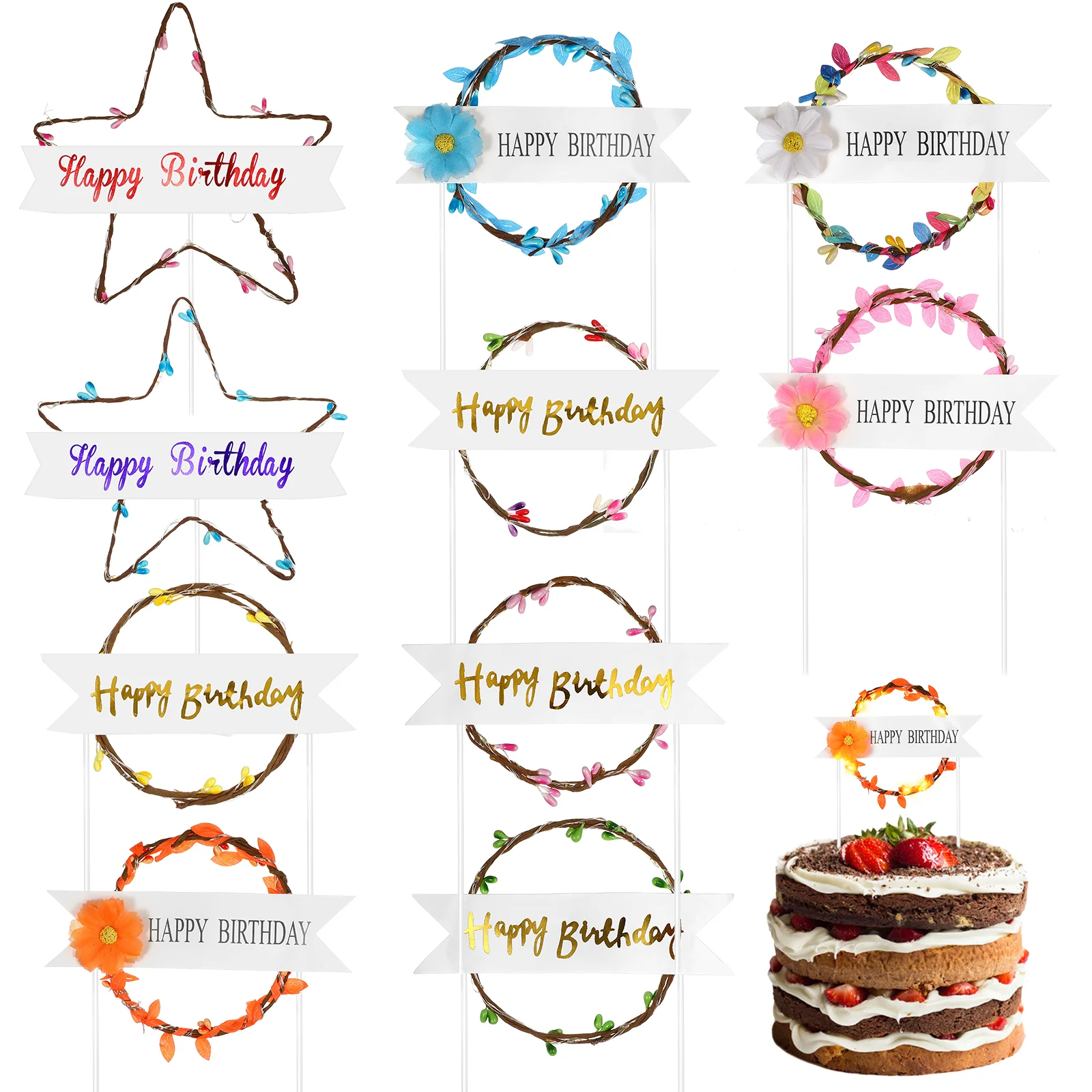 

Topper Cupcake Birthday Cake Decoration Party Light Lighted Ornamentsign Decor Baby Happy Dessert Kids Toppers Cute Signs Shower