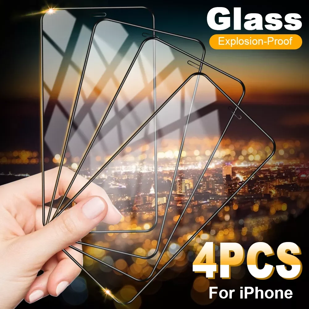 

1/2/3/4x 9D 9H Tempered Glass On The For IPhone 11 12 13 Pro XS Max XR X Screen Protector For IPhone 8 6 7 Plus SE Glass Film
