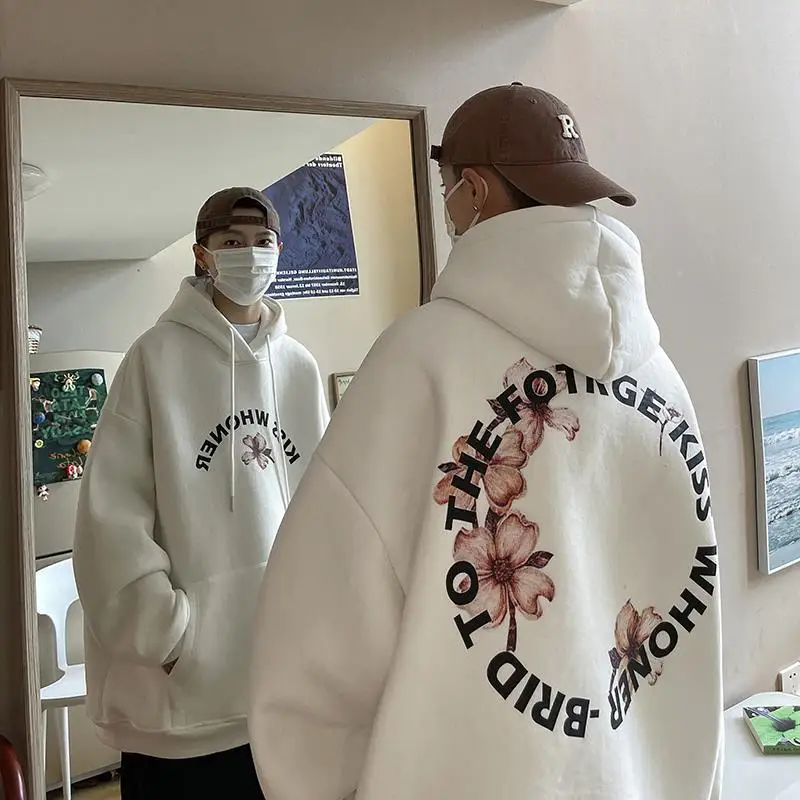 

Модная толстовка с капюшоном, Мужская Осенняя новинка, стильная модная брендовая Свободная куртка для подростков, универсальная с принтом