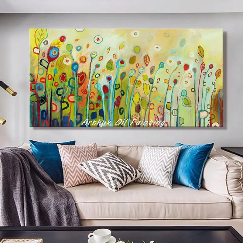 

Arthyx,Large Size,Handpainted Abstract Flowers Oil Paintings On Canvas,Modern Wall Art Pictures For Living Room Hotel Decoration