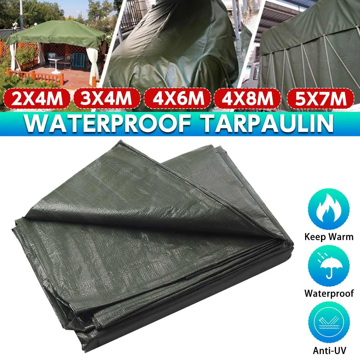 

PE Tarpaulin Rainproof Cloth Outdoor Garden Plant Shed Boat Car Truck Canopys Awning Waterproof Shading Sail Pet Dog House Cover