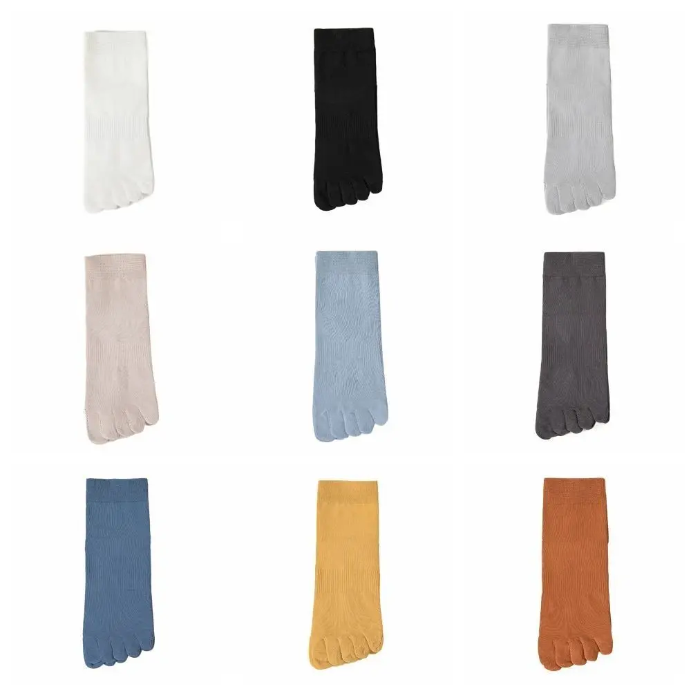 Хлопковые мужские носки с пятью пальцами до щиколотки средней длины сетчатые