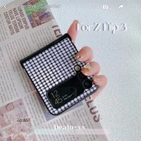 luxury leather full enclosure protection shell for samsung galaxy z flip3 classic simple plaid pattern design for z flip3 case