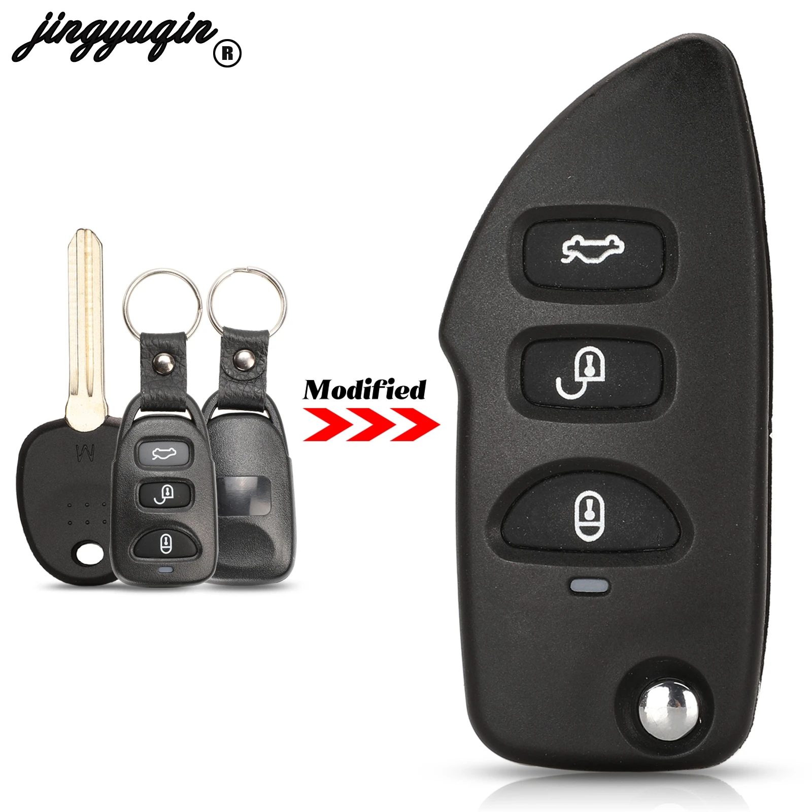 

Jingyuqin 3-кнопочный модифицированный для Kia Carens 2006-2008, подходит для Hyundai Fob, чехол для дистанционного ключа автомобиля, замена левого необрезанного лезвия