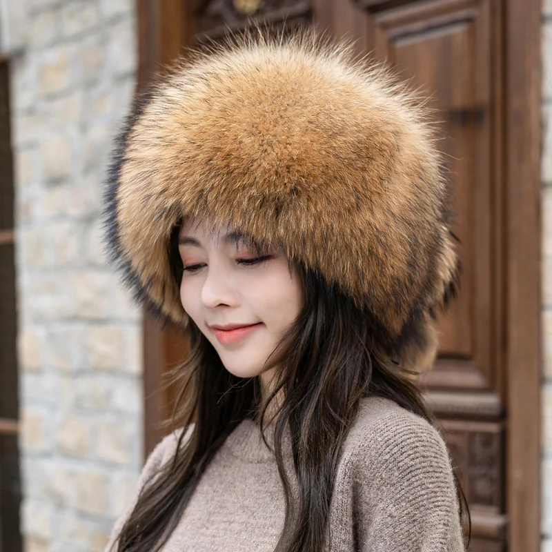 Winter Real Fox Fur Hat Women Natural 