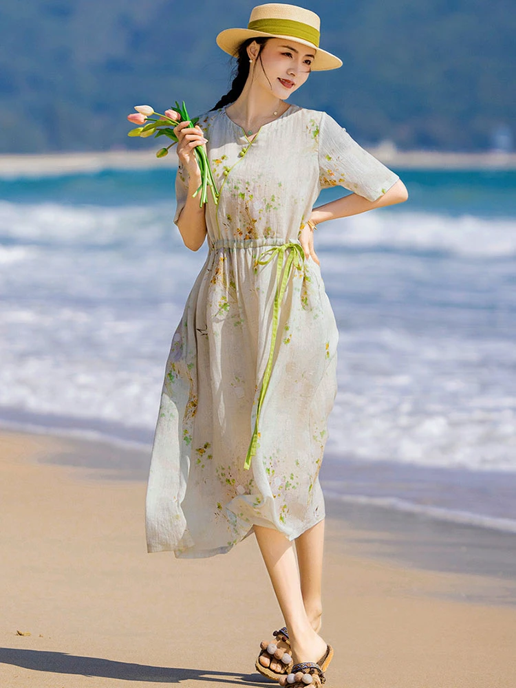 Высокое качество длинное платье с принтом Рами весна-лето 2023 Новое поступление