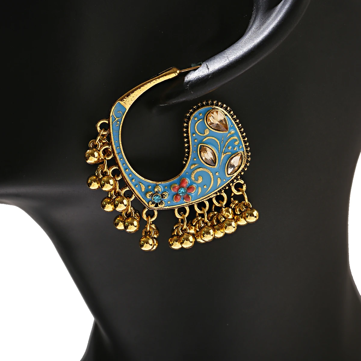 Фото 2022 модная металлическая кисточка Jhumka индийский этнический геометрический Болливуд №3