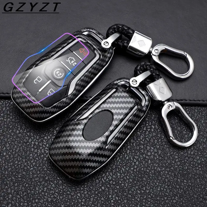 

Carbon Fiber Car Remote Key Case Cover For Ford Fusion Edge Explorer Taurus Mustang F-150 For Lincoln MKC MKX MKZ Keychain