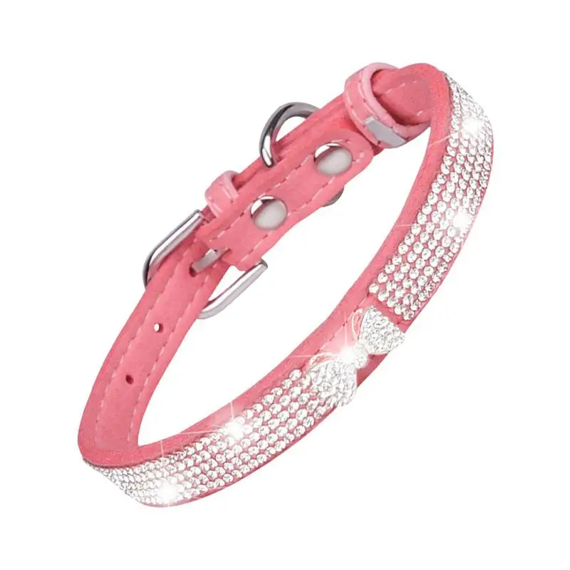 

Shiny Super Diamond Rhinestone Cat Collar Puppy Baby Dog Cat Collar Microfiber Strap Kitten Accessories Puppy Collar