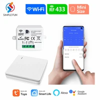 wifi mini switch smartlife tuya alex google home app control rf433mhz wireless remote control wall panel light switch timer